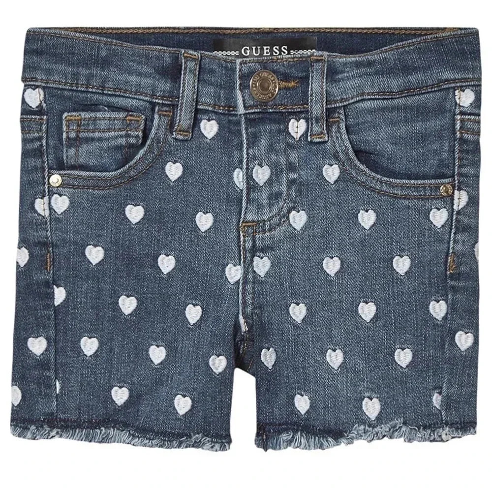 Guess All Over Heart Embroidered Frayed Denim 4